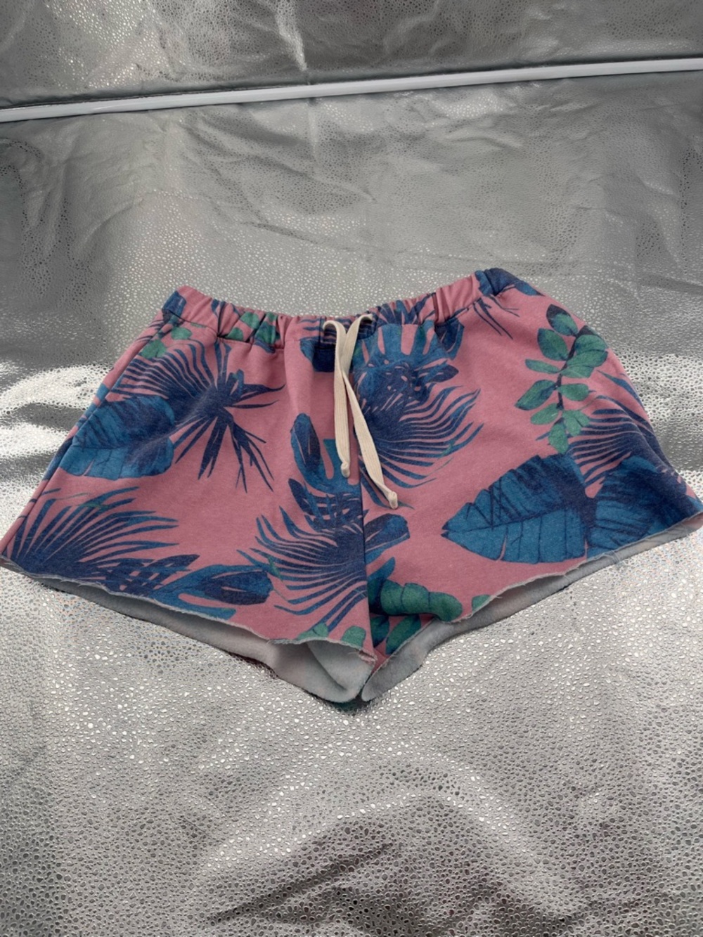 SeaLaLo Tropical Leaf Print Raw Hem Lounge Shorts Size L Summer Vacation